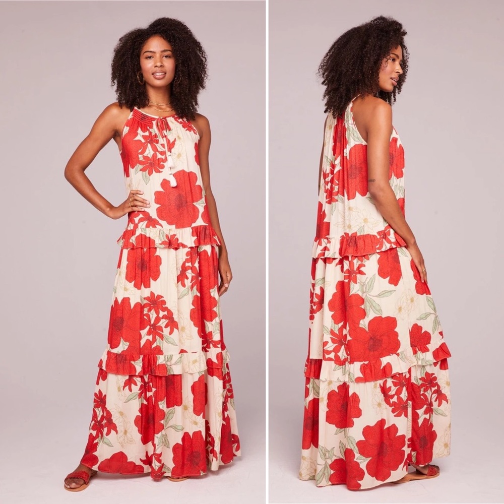 Band of Gypsies Floral Poppy Maxi Dress